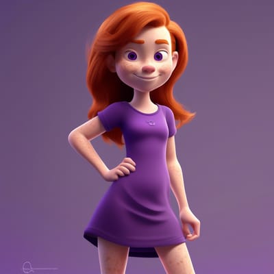 12 year old ginger, tight purple tshirt dress