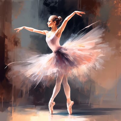 Ballet dancer in a tutu, mid-pirouette.