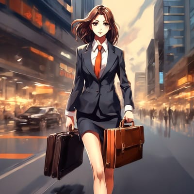 ai girl generator, Business suit, high heels, carrying a briefcase.