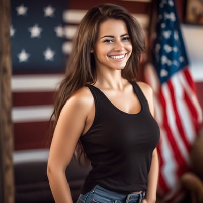 ai girl generator, create a close up image of a beautiful busty brune...