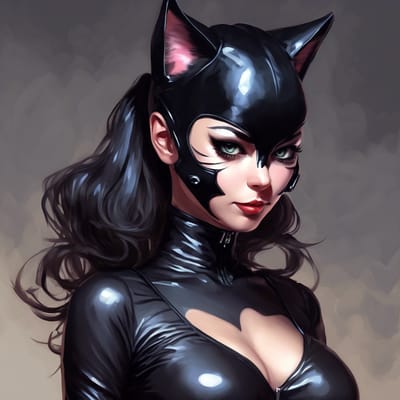 ai girl generator, Catwoman in a catsuit and cat ears.