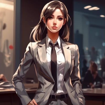 Corporate chic in a tailored suit, confident stanc...