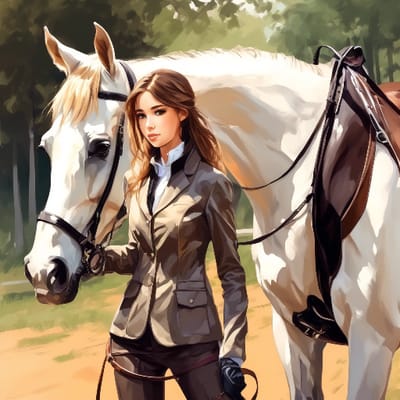 Equestrian in jodhpurs and a riding jacket, with a...