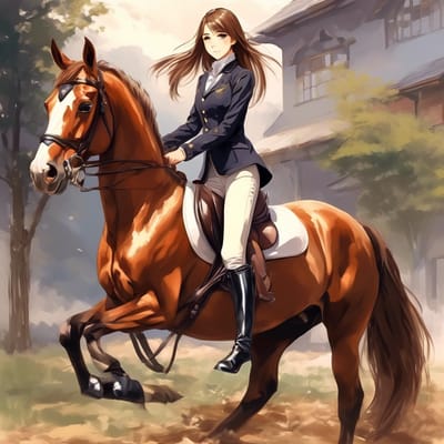 Equestrian in jodhpurs and riding boots.