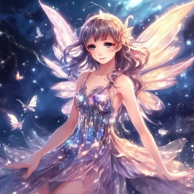 ai girl generator, Fairy with wings and a sparkly dress.