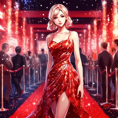 ai girl generator, Glittering cocktail dress, posing on a red carpet.