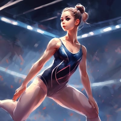 Gymnast with a leotard and a confident pose.