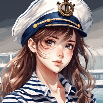 Nautical inspired with a striped shirt and captain...