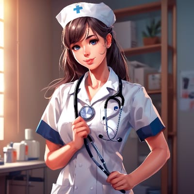 Nurse in a crisp uniform, holding a stethoscope.