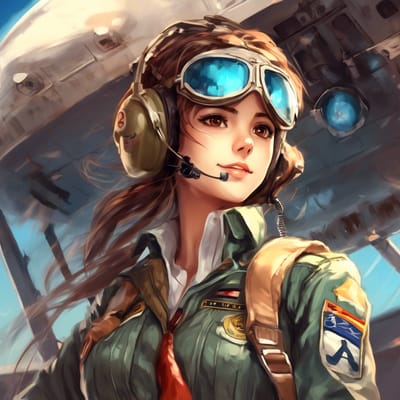 ai girl generator, Pilot with an aviator uniform and a headset.