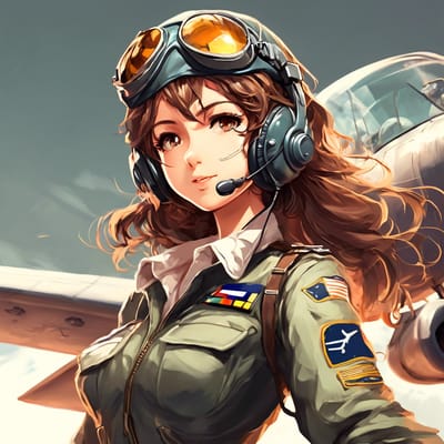 ai girl generator, Pilot with an aviator uniform and a headset.