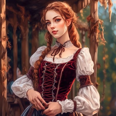 Renaissance fair with a lace-up blouse and velvet.