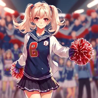 School spirit with a cheerleader outfit, pom-poms ...