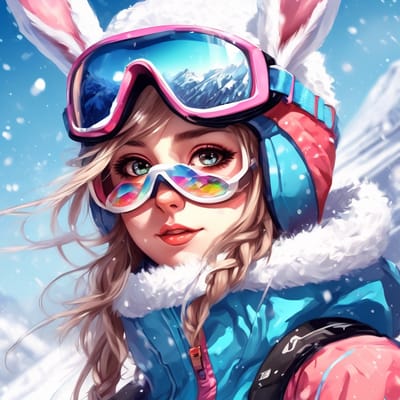 ai girl generator, Ski bunny in a ski suit and goggles.