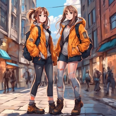 Trendy jacket, leggings, and hiking boots, explori...