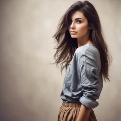 ai girl generator, create an image of a beautiful brunette standing s...