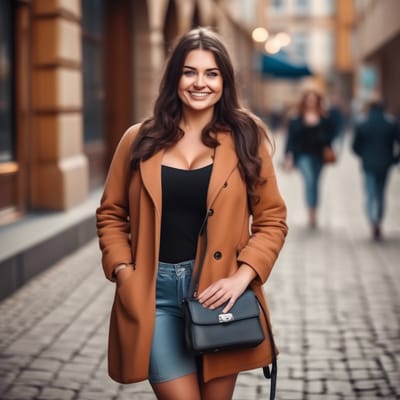 create a full body image of a beautiful busty brun...