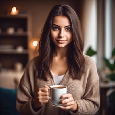 ai girl generator, create an image of a beautiful young brunette hold...