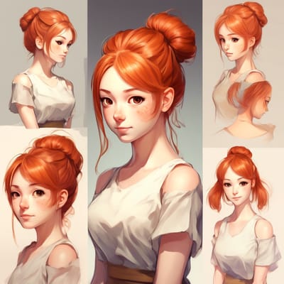 ai girl generator, create an 18 year-old woman with ginger hair in a ...