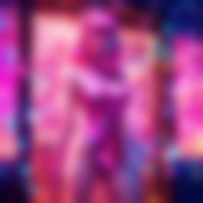 a girl in a form fitting sparkly pink bodysuit, in...