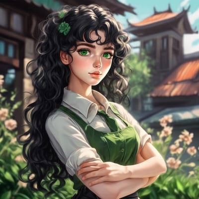 ai girl generator, a sexy caucasian girl with green eyes and curly lo...