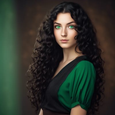 ai girl generator, a sexy caucasian girl with green eyes and curly lo...