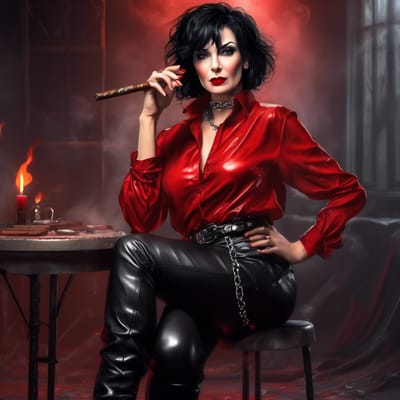 ai girl generator, a sexy caucasian 45 year old woman with short mess...