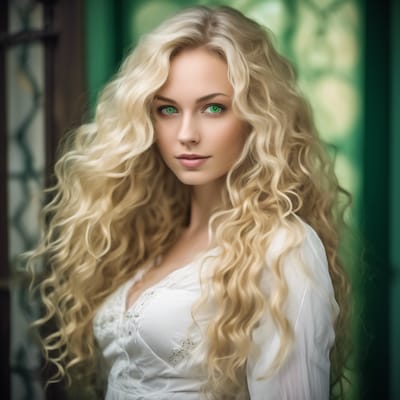 ai girl generator, tall, white woman, long blonde wavy hair down past...