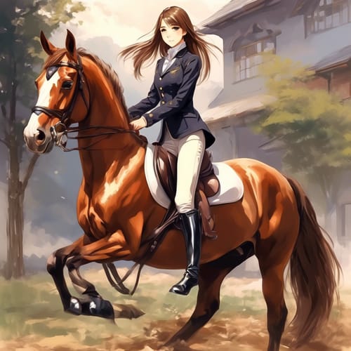 Equestrian in jodhpurs and riding boots.