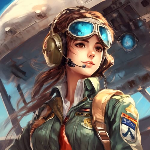 Pilot with an aviator uniform and a headset.